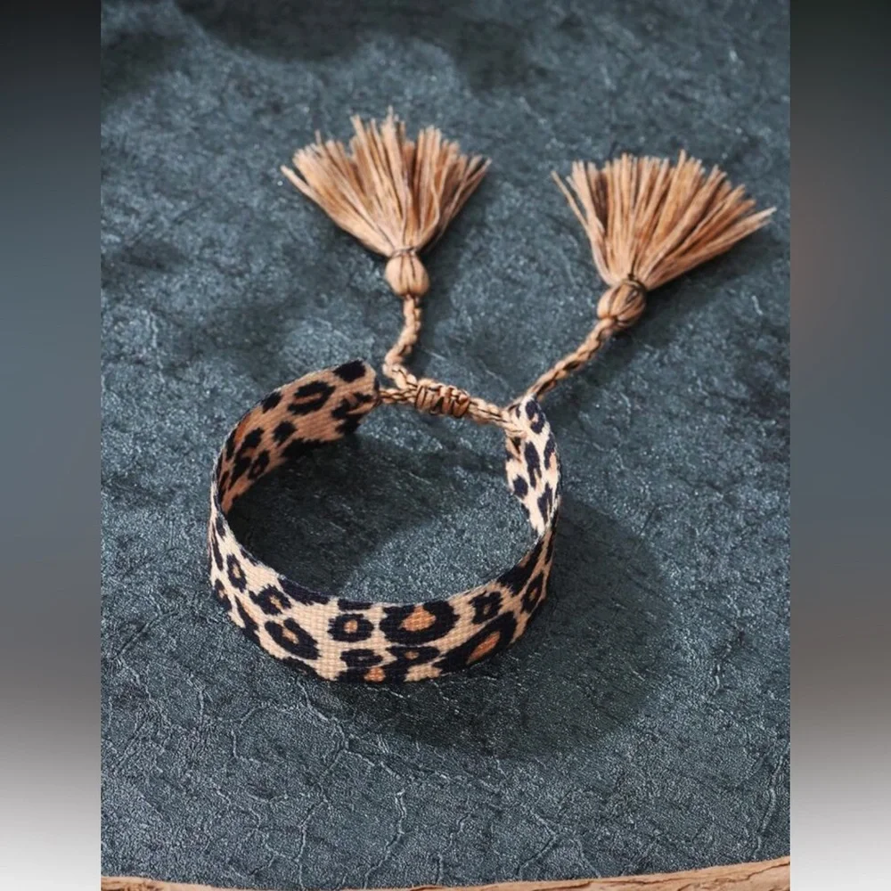 Leopard Print Braided Bracelet